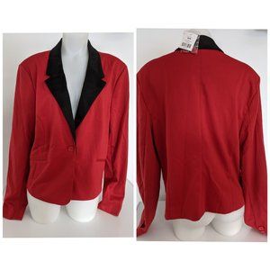 Red Working Blazer W/ Black Collar Sz M